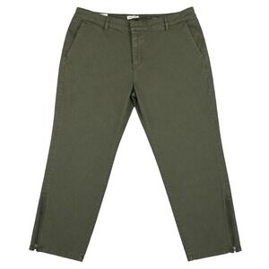 Warp and Weft Women's 24 Green Crop Pants Stretch Ankle Zip